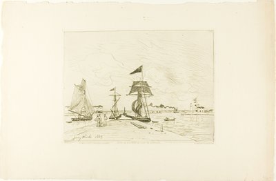 Molo di legno, porto di Honfleur da Johan Barthold Jongkind