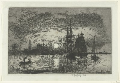 Tramonto al porto di Anversa da Johan Barthold Jongkind