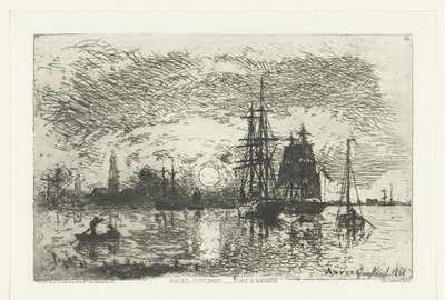 Tramonto al porto di Anversa da Johan Barthold Jongkind