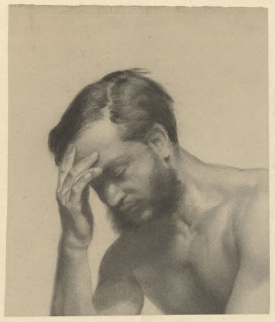 Frammento di uno studio accademico: uomo con la mano destra sulla fronte da Johan Braakensiek