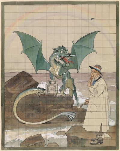 Artista con drago vicino a un vaso Chinol da Johan Braakensiek