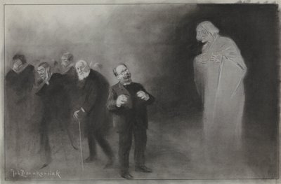 Progetto per illustrazione in De Amsterdammer: La dimenticanza di Schimmel nel desiderio di Capodanno del Teatro Comunale, 13 gennaio 1907 da Johan Braakensiek