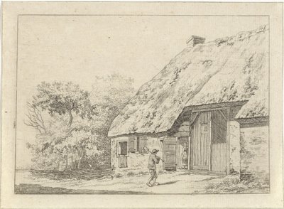 Uomo con una vanga vicino a una fattoria da Johan Christiaan Willem Safft