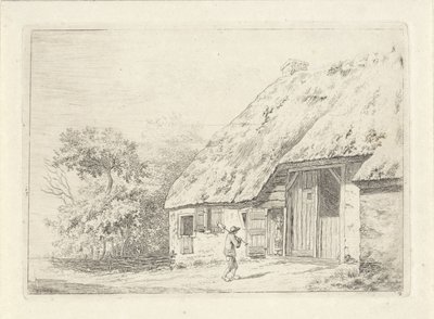 Uomo con una vanga presso una fattoria da Johan Christiaan Willem Safft