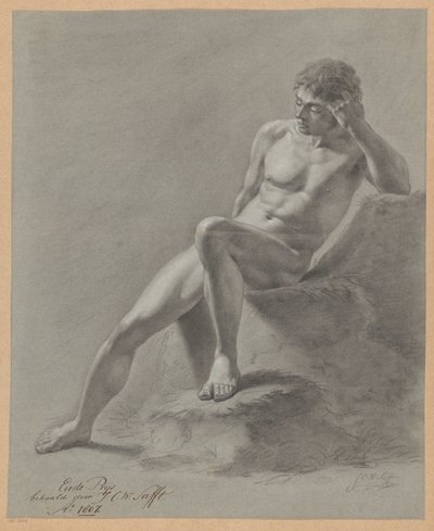 Nudo maschile seduto visto di fronte (1º premio 1807) da Johan Christiaan Willem Safft
