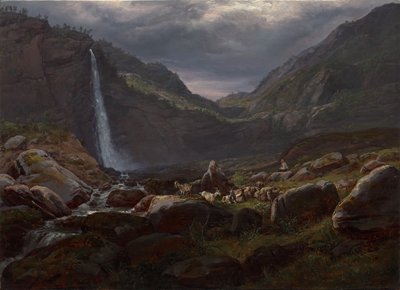 Cascata di Feige (Feigefossen), Lysterfjord, Norvegia da Johan Christian Dahl