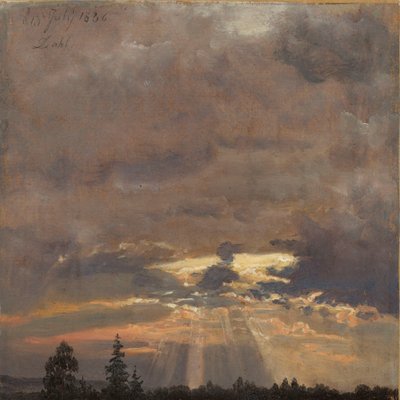Studio di nuvole con raggi di sole da Johan Christian Dahl