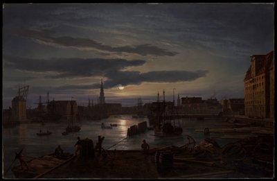 Il porto di Copenaghen al chiaro di luna da Johan Christian Dahl
