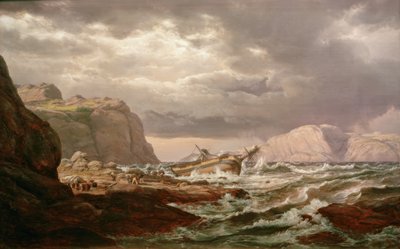 Nave arenata sulla costa norvegese da Johan Christian Dahl