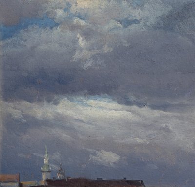 Nubi temporalesche sopra la torre del castello di Dresda da Johan Christian Dahl