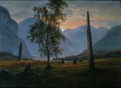 Paesaggio con pietre commemorative da Johan Christian Dahl