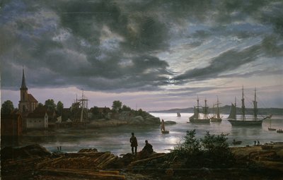 Larvik al chiaro di luna da Johan Christian Dahl