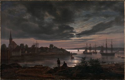 Larvik al chiaro di luna da Johan Christian Dahl