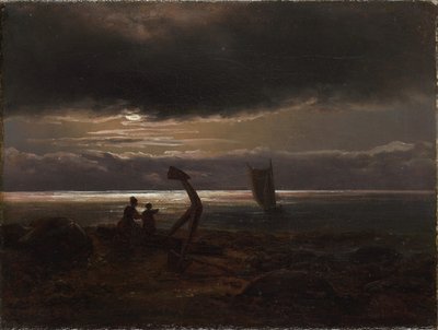 Madre e figlio in riva al mare da Johan Christian Dahl