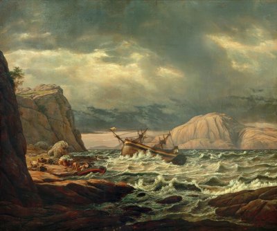 Naufragio sulla costa norvegese da Johan Christian Dahl