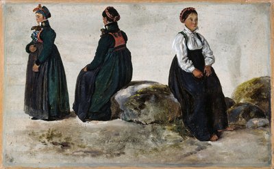 Studi di costumi femminili da Luster in Sogn da Johan Christian Dahl