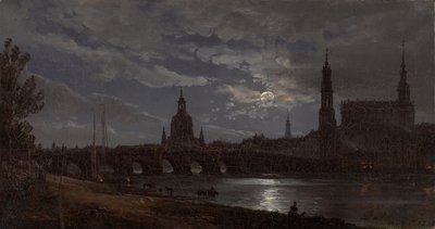 Vista di Dresda al chiaro di luna da Johan Christian Dahl