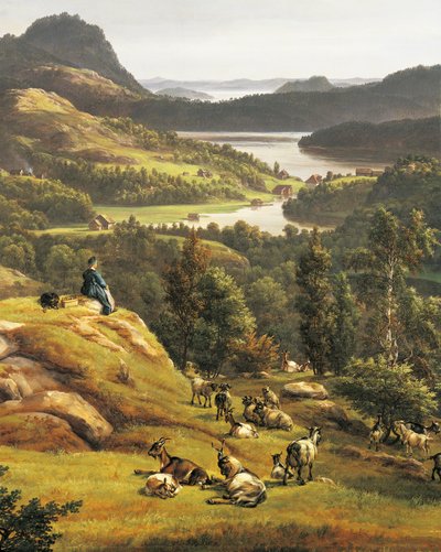 Veduta di Lysenkloster vicino a Bergen, Norvegia, XIX secolo (dettagli) da Johan Christian Dahl