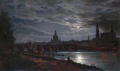 Veduta di Dresda al chiaro di luna da Johan Christian Dahl