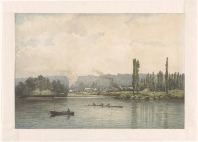 Vista di Port-Marly sulla Senna, con la lavanderia da Johan Conrad Greive (signed by artist)