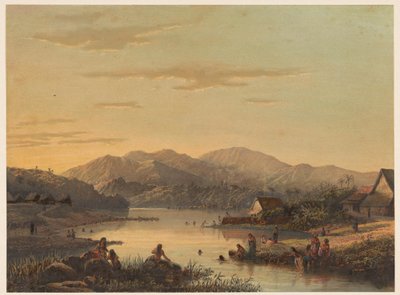 Veduta della località termale di Wenditt a Giava da Johan Conrad Greive