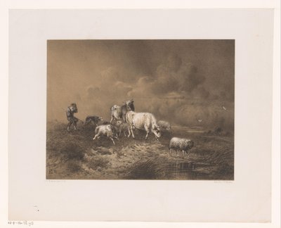 Pastore con gregge in una tempesta da Johan Daniël Koelman