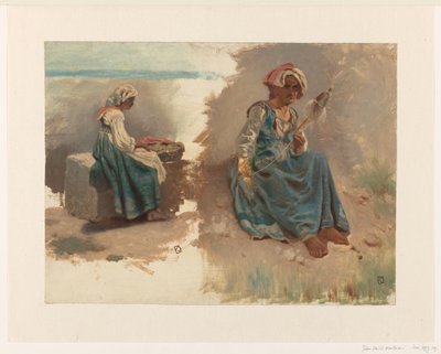 Due schizzi di donne sedute da Johan Daniël Koelman
