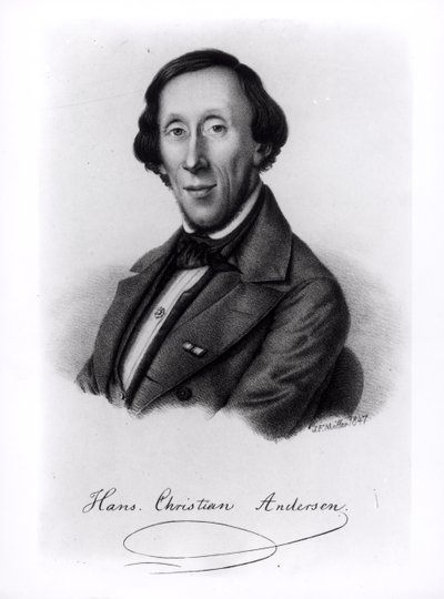 Ritratto di Hans Christian Andersen (1805-1875) da Johan Frederick Moller