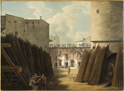 Le vecchie bilance di ferro a Slussen, Stoccolma, c.1820-30 da Johan Fredrik Julin