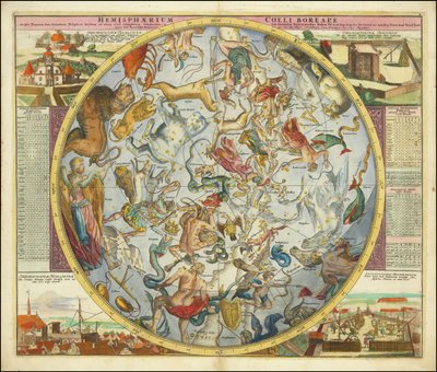 Hemisphaerium Coeli Boreale in quo Fixarum loca secundum Eclipticae ductum ad anum 1730 da Johan Gabriel Doppelmayr