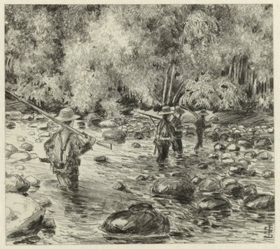Soldati che guadano un fiume da Johan Gerard Sinia