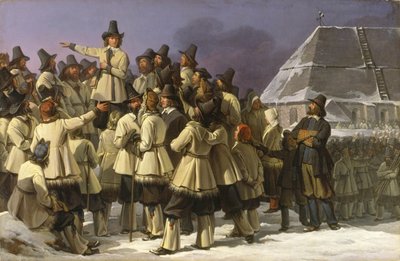 Re Gustavo Vasa di Svezia si rivolge agli uomini di Dalarna a Mora da Johan Gustaf Sandberg