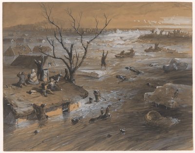 Rottura della diga a Brakel, 4 gennaio 1861 da Johan Hendrik Weissenbruch (signed by artist)