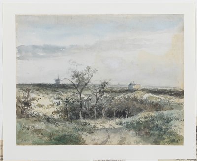 Vista del Dekkersduin, con vecchia fabbrica del gas e mulino in lontananza da Johan Hendrik Weissenbruch