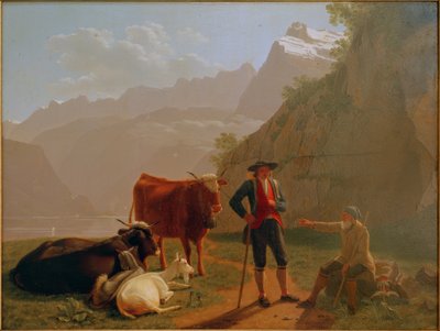Lago dei Quattro Cantoni con pastori da Johan Jakob Biedermann