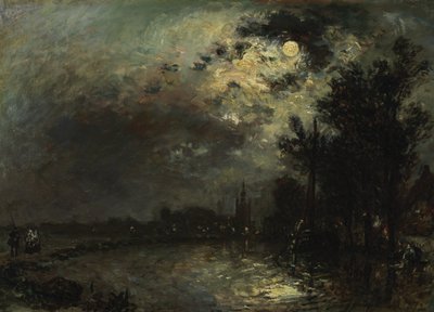 Vista su Overschie al chiaro di luna da Johan Jongkind