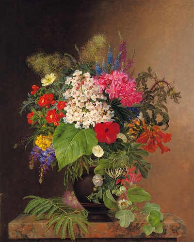 Convolvolo, lupini, veronica e fucsia in un vaso, 1833 da Johan Laurents Jensen