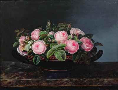 Natura morta di rose rosa da Johan Laurents Jensen