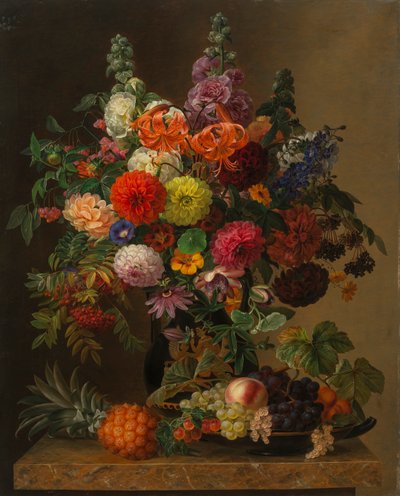 Natura morta con fiori e frutti, 1836 da Johan Laurentz Jensen