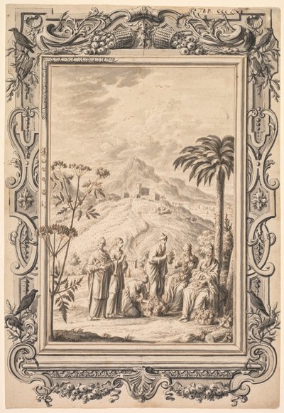 Illustrazione e design della cornice per Kupfer-Bibel Copper Bible, c. 1730 da Johan Melchior Füssli