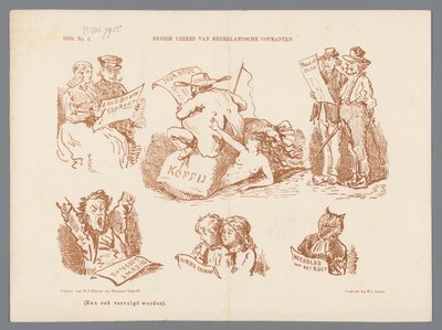 Caricatura dei diversi tipi di lettori di giornali, 1870 da Johan Michaël Schmidt Crans