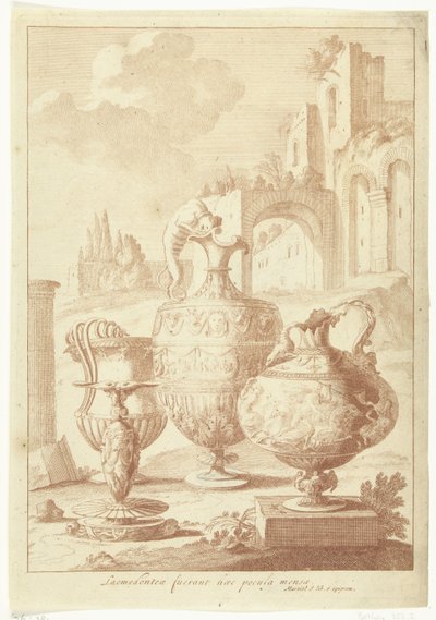 Candelabro e tre vasi (Vasi e candelabri) da Johan Teyler (attributed to)