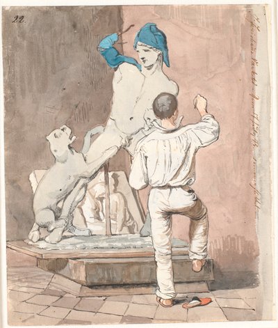 Lo scultore J.A. Jerichau nel suo atelier a Roma da Johan Thomas Lundbye