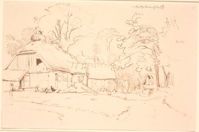 Casa di contadini con un nido di cicogne sul tetto da Johan Thomas Lundbye