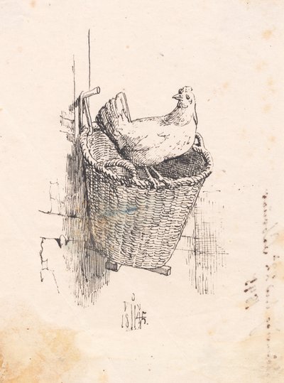 Una gallina su un cesto da Johan Thomas Lundbye