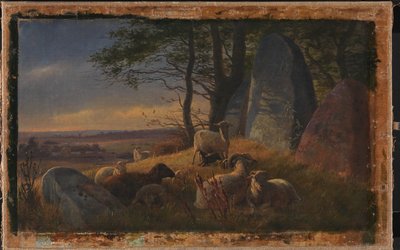 Scena serale con pecore su un tumulo da Johan Thomas Lundbye