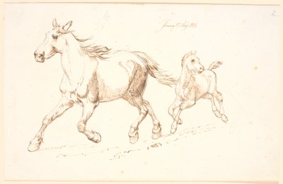 Cavalla al galoppo con puledro da Johan Thomas Lundbye