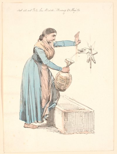 Italiana che prende acqua da una fontana da Johan Thomas Lundbye