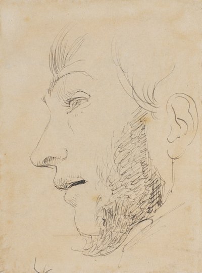 Ritratto di uomo di profilo verso sinistra, visto dal basso da Johan Thomas Lundbye