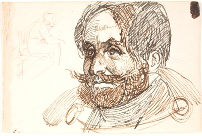 Ritratto di un uomo barbuto in giacca e studio di una donna seduta da Johan Thomas Lundbye